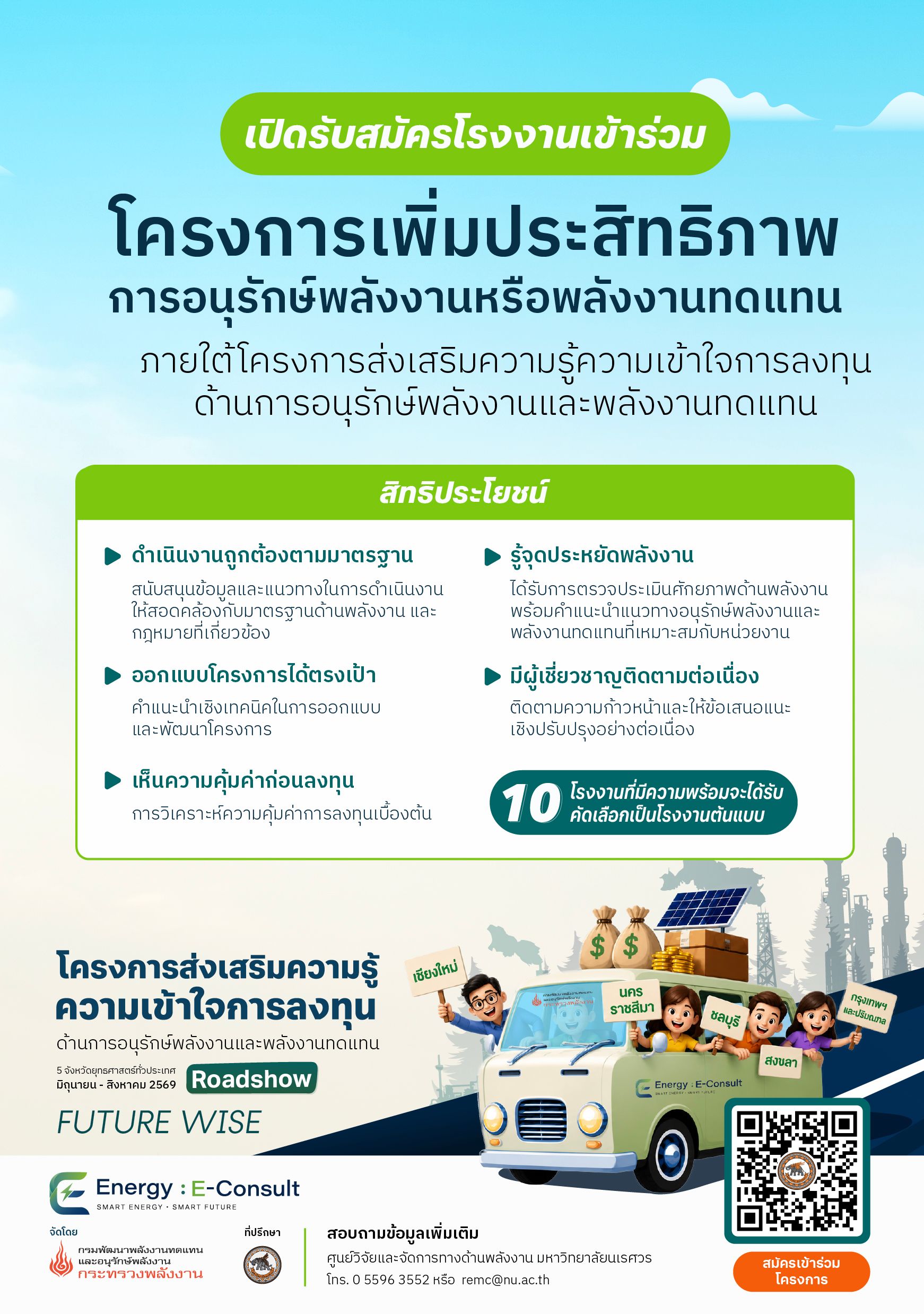 ประชาสัมพันธ์ โครงการส่งเสริมความรู้ความเข้าใจการลงทุนด้านอนุรักษ์พลังงานและพลังงานทดแทน
